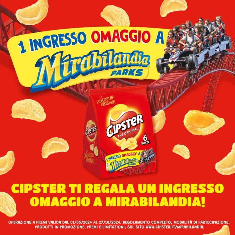 Cipster the Original, Chips di Patate Croccanti, Gusto Leggero e Forma Iconica, 132g (multipack 6 bustine da 22g)