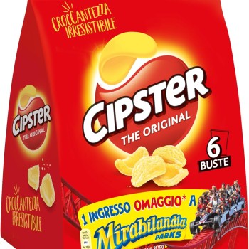Cipster the Original, Chips di Patate Croccanti, Gusto Leggero e Forma Iconica, 132g (multipack 6 bustine da 22g) Cipster the Original, Chips di Patate Croccanti, Gusto Leggero e Forma Iconica, 132g (multipack 6 bustine da 22g)