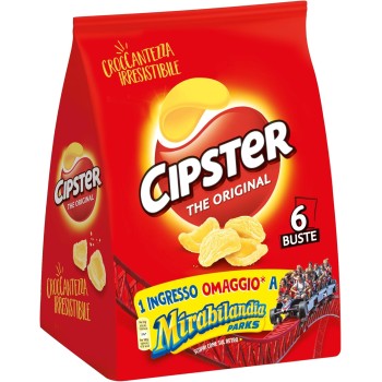Cipster the Original, Chips di Patate Croccanti, Gusto Leggero e Forma Iconica, 132g (multipack 6 bustine da 22g)