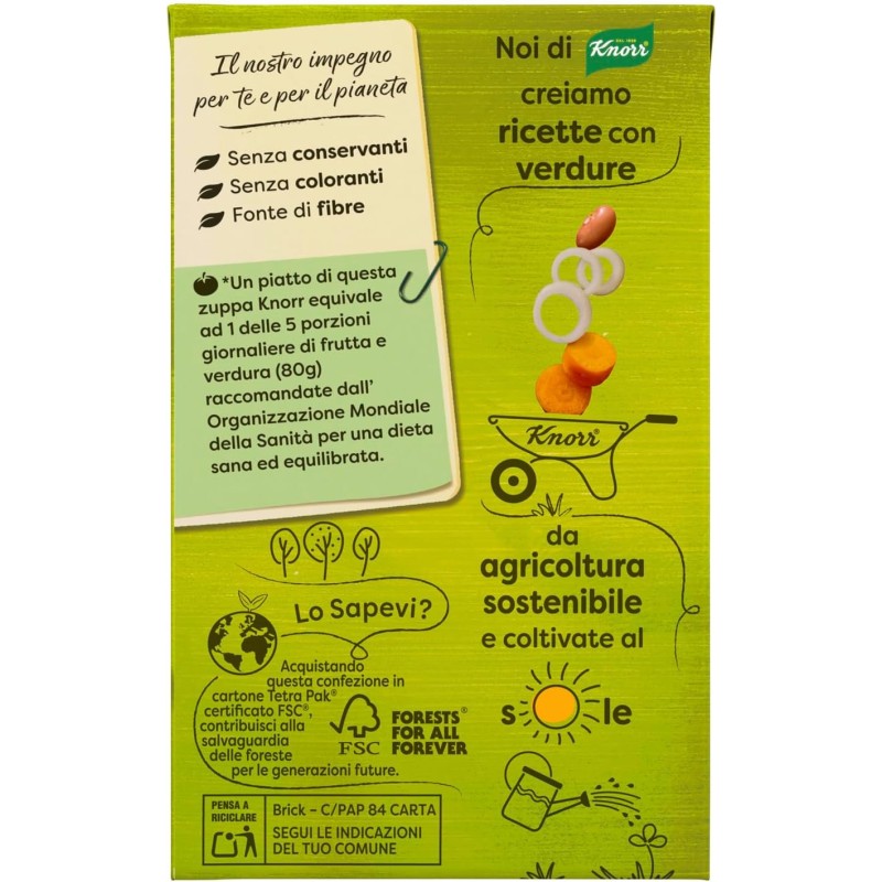 Knorr Zuppa Tradizionale, Piatti Pronti Knorr con Ingredienti Naturali, Senza Coloranti e Senza Conservanti Aggiunti, Fonte di Fibre, Vegetariano, Confezione da 500 ml - 500 ml (Confezione da 1) Knorr Zuppa Tradizionale, Piatti Pronti Knorr con Ingredienti Naturali, Senza Coloranti e Senza Conservanti Aggiunti, Fonte di Fibre, Vegetariano, Confezione da 500 ml - 500 ml (Confezione da 1)