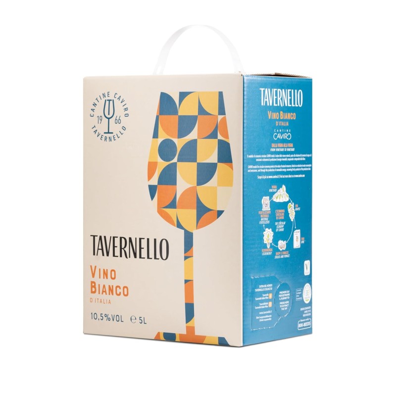Tavernello Classico Vino Bianco d'Italia, Vino Secco con Profumi Fruttati, 10.5% Vol, Confezione Bag in Box da 5 L, l'imballaggio può variare Tavernello Classico Vino Bianco d'Italia, Vino Secco con Profumi Fruttati, 10.5% Vol, Confezione Bag in Box da 5 L, l'imballaggio può variare