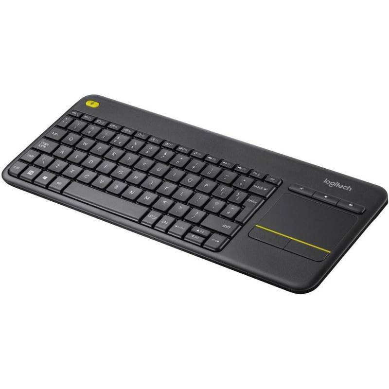 Logitech K400 Plus Tastiera Wireless Touch TV, Facili Controlli Multimediali e Touchpad Integrato, Tastiera HTPC per TV Collegata al PC, Windows, Android, Chrome OS, Laptop, Italiano QWERTY - Nero - Nero