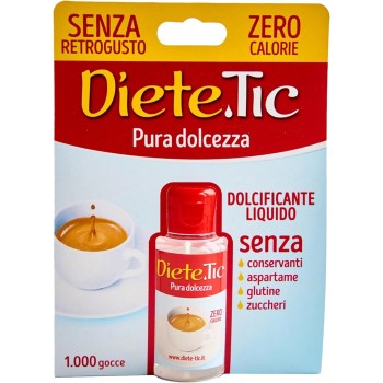 Diete.Tic, Dolcificante Liquido Zero Calorie, Formato Comodo e Pratico da 50 ml, Senza Glutine, Senza Conservanti e Aspartame, Ottimo per Dolcificare Bevande Calde e Fredde, Yogurt, Macedonie e Dolci - 1 unità (Confezione da 1)