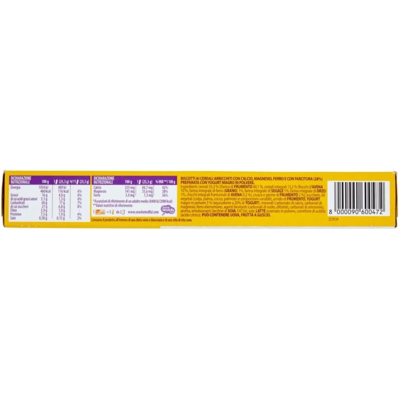 Oro Vitasnella, Cereal Yo Original, Biscotti con Ripieno Morbido di Yogurt Bianco, Fonte di Fibre e Magnesio, 253g (contiene 5 monoporzioni da 50,6g) - 50.6 g (Confezione da 5)
