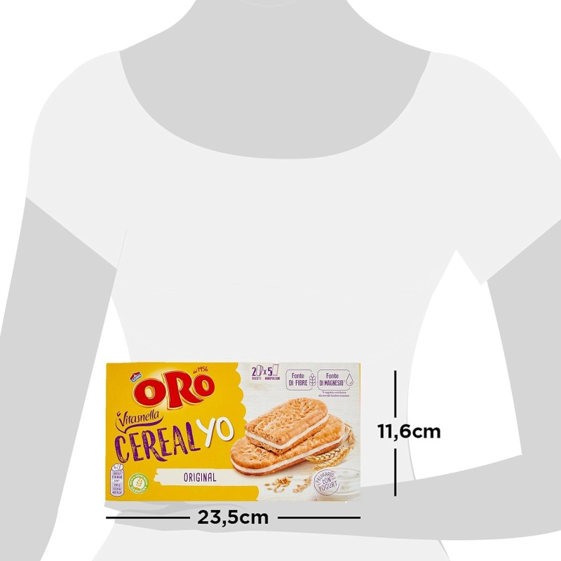 Oro Vitasnella, Cereal Yo Original, Biscotti con Ripieno Morbido di Yogurt Bianco, Fonte di Fibre e Magnesio, 253g (contiene 5 monoporzioni da 50,6g) - 50.6 g (Confezione da 5)