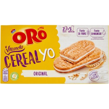 Oro Vitasnella, Cereal Yo Original, Biscotti con Ripieno Morbido di Yogurt Bianco, Fonte di Fibre e Magnesio, 253g (contiene 5 monoporzioni da 50,6g) - 50.6 g (Confezione da 5)