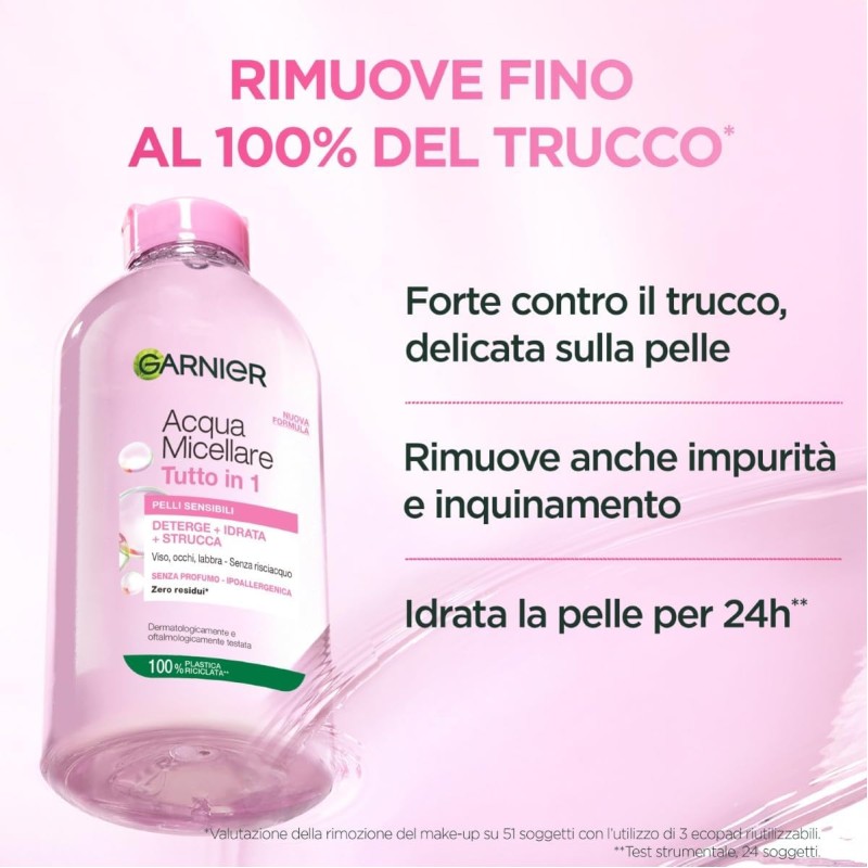 Garnier SkinActive, Acqua Micellare Tutto in 1, Pelli sensibili, Maxi formato, 400 ml Garnier SkinActive, Acqua Micellare Tutto in 1, Pelli sensibili, Maxi formato, 400 ml