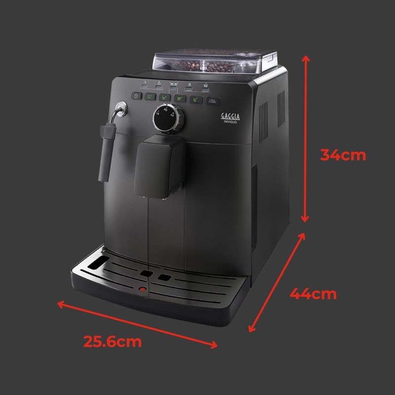 Gaggia HD8749/01 Naviglio Black - Macchina da Caffè Automatica, per Espresso e Cappuccino, Caffè in Grani, 15 bar, 1850W, 2L, Nero, 100% Made in Italy - Naviglio Black Gaggia HD8749/01 Naviglio Black - Macchina da Caffè Automatica, per Espresso e Cappuccino, Caffè in Grani, 15 bar, 1850W, 2L, Nero, 100% Made in Italy - Naviglio Black