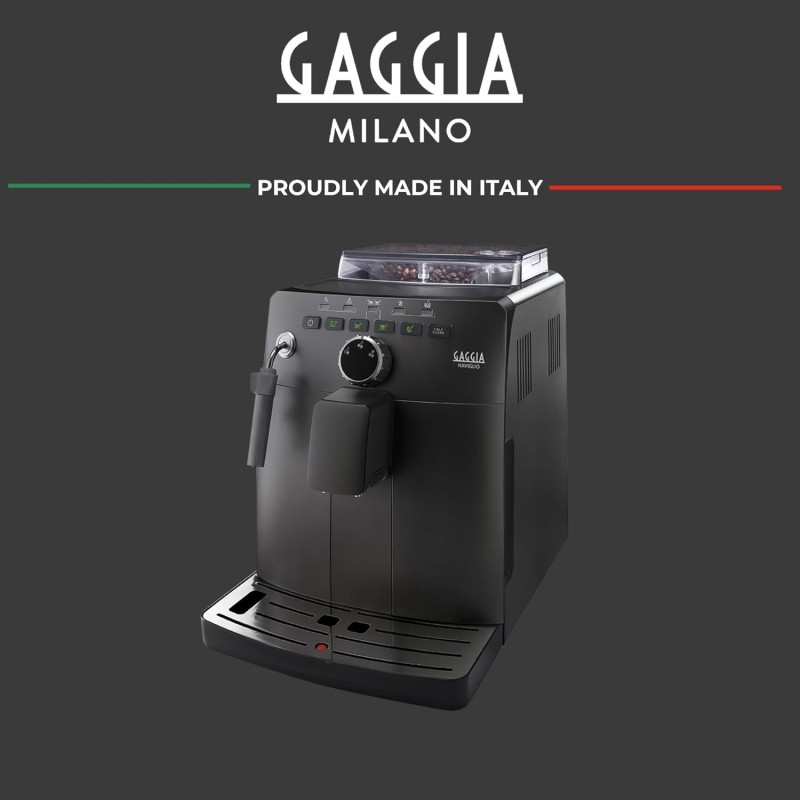 Gaggia HD8749/01 Naviglio Black - Macchina da Caffè Automatica, per Espresso e Cappuccino, Caffè in Grani, 15 bar, 1850W, 2L, Nero, 100% Made in Italy - Naviglio Black Gaggia HD8749/01 Naviglio Black - Macchina da Caffè Automatica, per Espresso e Cappuccino, Caffè in Grani, 15 bar, 1850W, 2L, Nero, 100% Made in Italy - Naviglio Black