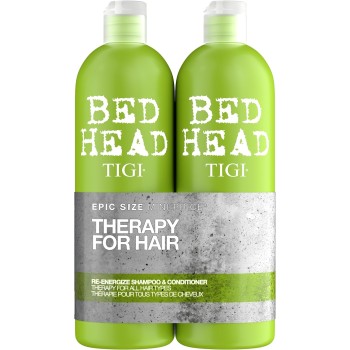 Bed Head by TIGI | Set shampoo e balsamo Re-Energise | Trattamento professionale per capelli detergente e condizionante | Ideale per tutti i tipi di capelli | 2x750ml