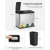 SONGMICS Cestino per Rifiuti da Cucina, 3 x 8 L Pattumiera Differenziata Piccolo Volume, Cestino Triplo in Acciaio, Pedali e Secchi Interni, Facile da Pulire, Argento e Nero LTB24L - Argento