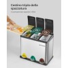 SONGMICS Cestino per Rifiuti da Cucina, 3 x 8 L Pattumiera Differenziata Piccolo Volume, Cestino Triplo in Acciaio, Pedali e Secchi Interni, Facile da Pulire, Argento e Nero LTB24L - Argento