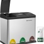 SONGMICS Cestino per Rifiuti da Cucina, 3 x 8 L Pattumiera Differenziata Piccolo Volume, Cestino Triplo in Acciaio, Pedali e Secchi Interni, Facile da Pulire, Argento e Nero LTB24L - Argento
