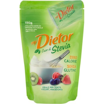 Dietor - MyDietor Cuor di Stevia Dolcificante Naturale Sfuso con Estratto di Stevia 0 kcal, Senza Glutine - 150 gr - 1 unità (Confezione da 1)