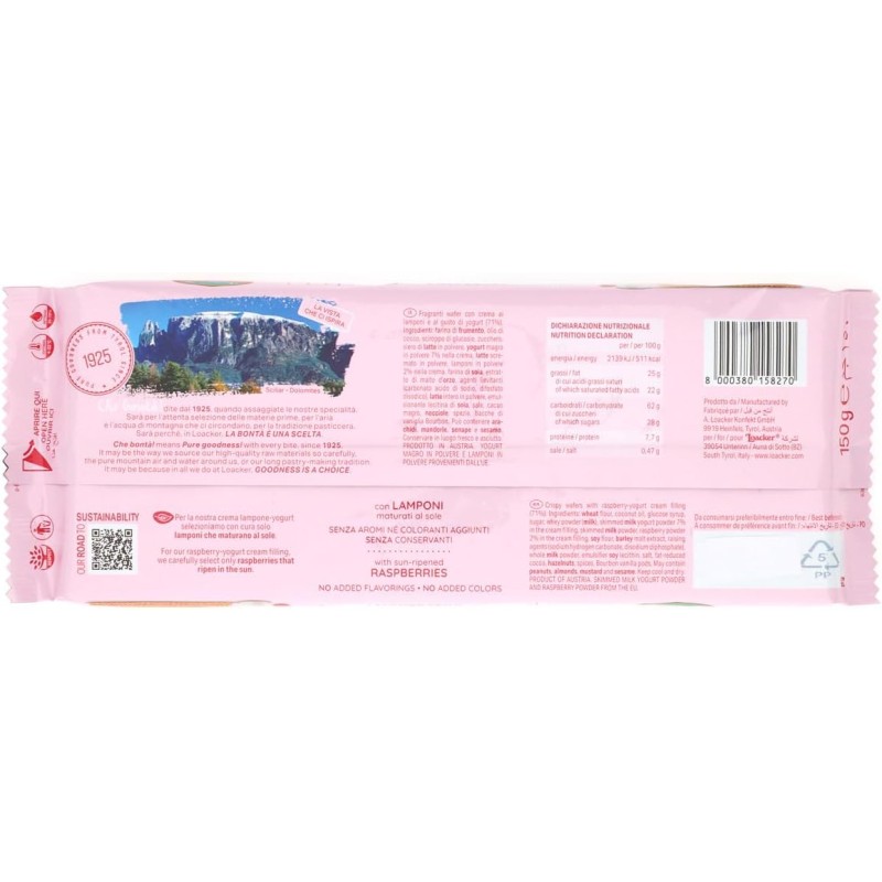 Loacker, Thins, Wafer Finissimi e Croccanti Farciti con una Deliziosa Crema al Lampone e Yogurt, Senza Aromi e Coloranti Aggiunti, Ideali a Colazione, Merenda e Snack, 1 Confezione da 150g Loacker, Thins, Wafer Finissimi e Croccanti Farciti con una Deliziosa Crema al Lampone e Yogurt, Senza Aromi e Coloranti Aggiunti, Ideali a Colazione, Merenda e Snack, 1 Confezione da 150g