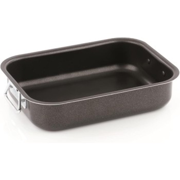 Barazzoni Articoli da Forno Rostiera/Lasagnera in Alluminio Rivestito 42 x 33 CM, Alluminio, Nero, - 42 x 33 cm