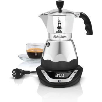 Bialetti Moka Timer, Caffettiera Elettrica Con Timer Incorporato, 3 Tazze, Nero, ‎25 x 22 x 20 cm, 453.59 grammi - 3 Tazze