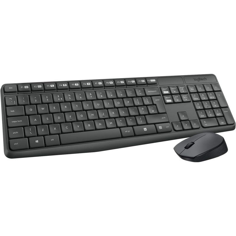 Logitech MK235 Combo Tastiera e Mouse Wireless per Windows, Ricevitore Unifying USB 2,4 GHz Wireless, 15 Tasti FN, Lunga Durata della Batteria, PC, Laptop, Layout Italiano QWERTY - Grigio Logitech MK235 Combo Tastiera e Mouse Wireless per Windows, Ricevitore Unifying USB 2,4 GHz Wireless, 15 Tasti FN, Lunga Durata della Batteria, PC, Laptop, Layout Italiano QWERTY - Grigio