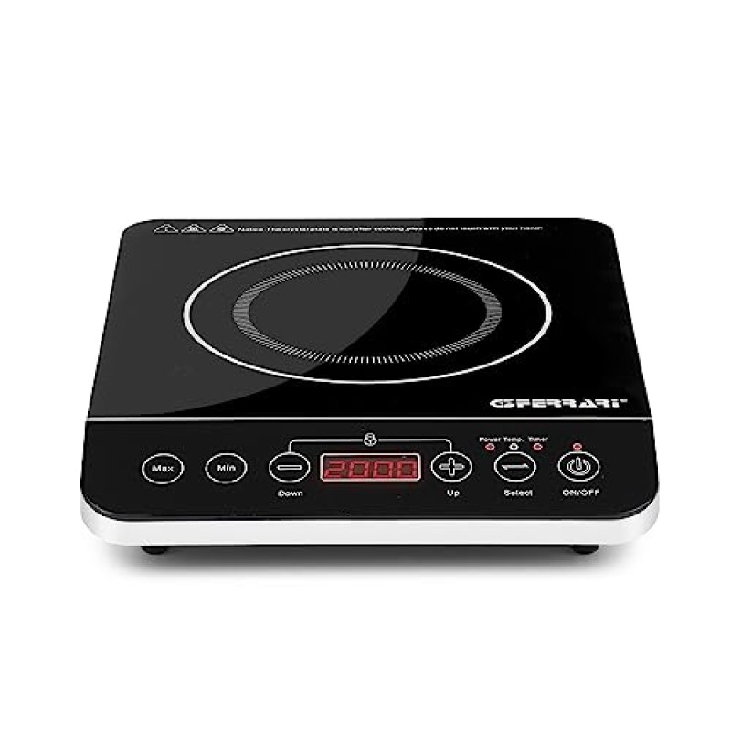 G3 Ferrari G10061 Piastra ad Induzione Singola "Energy", 2000W, Display digitale, Regolazione temperatura, Comandi Soft-Touch, Timer, Nero - Nero