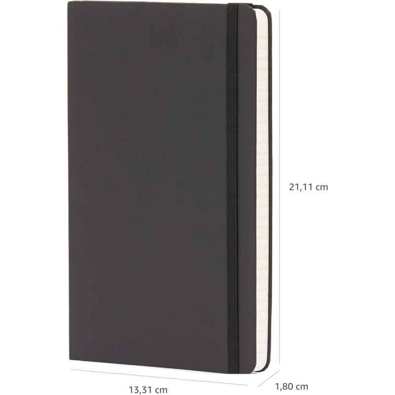 Amazon Basics Taccuino classico, A5, con pagine bianche, Misura Grande, nero - Misura Grande