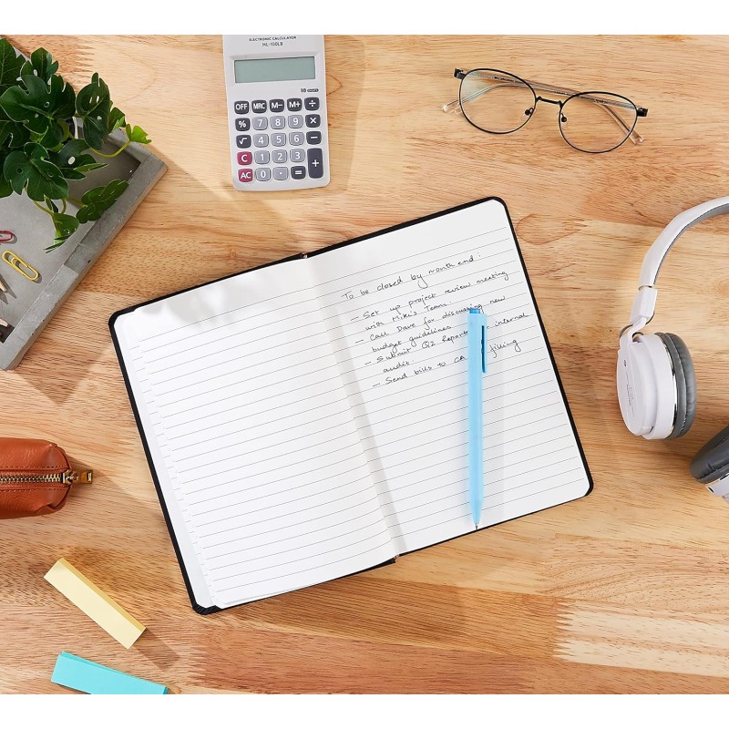 Amazon Basics Taccuino classico, A5, con pagine bianche, Misura Grande, nero - Misura Grande