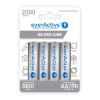everActive Batteria AA 2000 mAh, 4 pezzi, NI-MH, Mignon R6, ricaricabile, precaricata, Silver Line 1,2 V, 1 blister, argento, EHRL6-2000