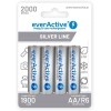 everActive Batteria AA 2000 mAh, 4 pezzi, NI-MH, Mignon R6, ricaricabile, precaricata, Silver Line 1,2 V, 1 blister, argento, EHRL6-2000