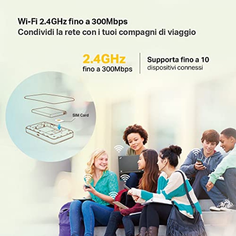 TP-Link M7350 Saponetta WiFi Portatile 4G LTE Cat4, Visualizzazione Sullo Schermo, N300Mbps, Modem Wifi, Router WiFi con Sim, Router, Modem 4g Sim, Batteria Ricaricabile, Facile da Usare