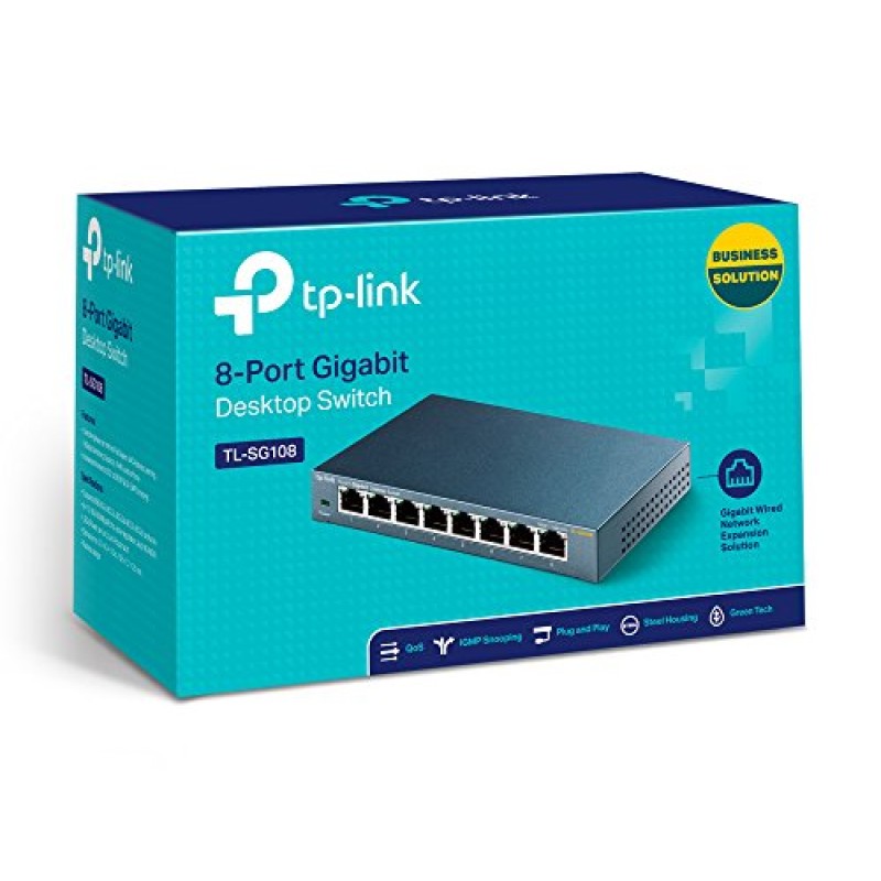 TP-Link TL-SG108 Switch 8 Porte Gigabit, 10/100/1000 Mbps, Plug & Play, 802.1p/DSCP QoS, IGMP Snooping, Involucro in Metallo Resistente, Installazione Facile, Tecnologia Green Ethernet, IEEE 802.3x - 8 Porte Gigabit TP-Link TL-SG108 Switch 8 Porte Gigabit, 10/100/1000 Mbps, Plug & Play, 802.1p/DSCP QoS, IGMP Snooping, Involucro in Metallo Resistente, Installazione Facile, Tecnologia Green Ethernet, IEEE 802.3x - 8 Porte Gigabit