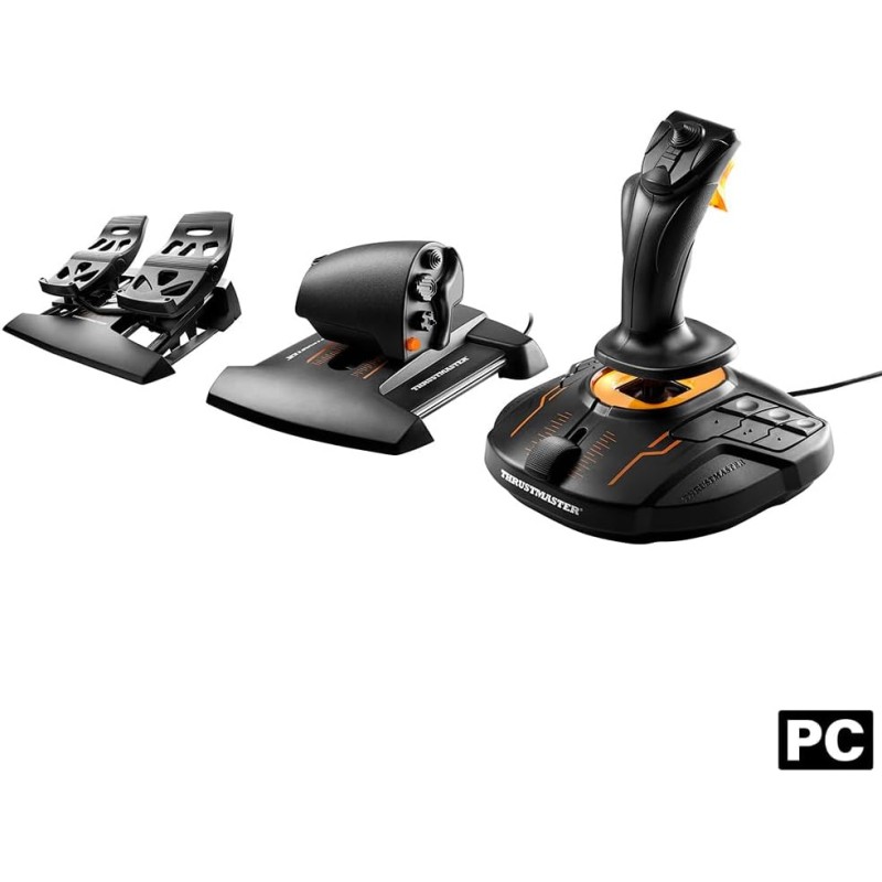 Thrustmaster T16000M FCS Flight Pack - Sistema di controllo di volo completo con joystick, manetta e pedali del timone, con tecnologia H.E.A.R.T HallEffect AccuRate per PCAccuRate pour PC
