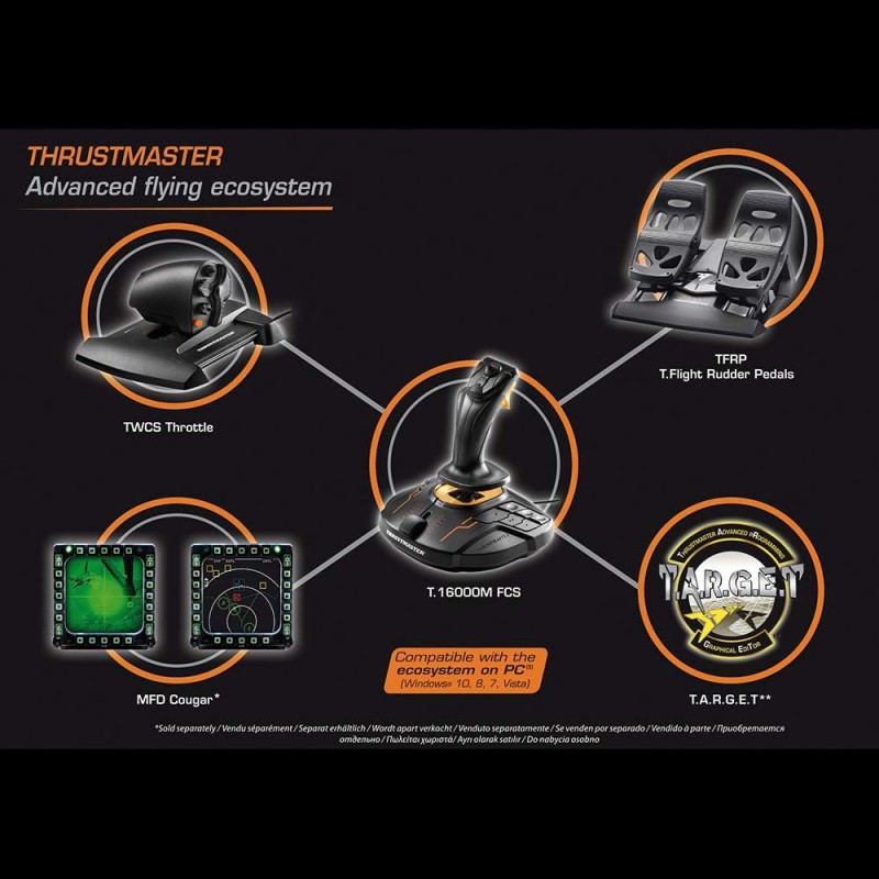 Thrustmaster T16000M FCS Flight Pack - Sistema di controllo di volo completo con joystick, manetta e pedali del timone, con tecnologia H.E.A.R.T HallEffect AccuRate per PCAccuRate pour PC