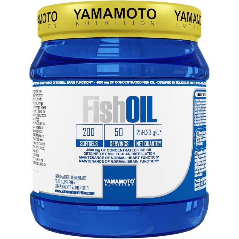 YAMAMOTO NUTRITION Fish Oil Molecular Distillation 200 Softgels, Integratore Alimentare con Omega 3 EPA e DHA da Olio di Pesce, Senza Glutine e Senza Lattosio - 200 unità (Confezione da 1) YAMAMOTO NUTRITION Fish Oil Molecular Distillation 200 Softgels, Integratore Alimentare con Omega 3 EPA e DHA da Olio di Pesce, Senza Glutine e Senza Lattosio - 200 unità (Confezione da 1)