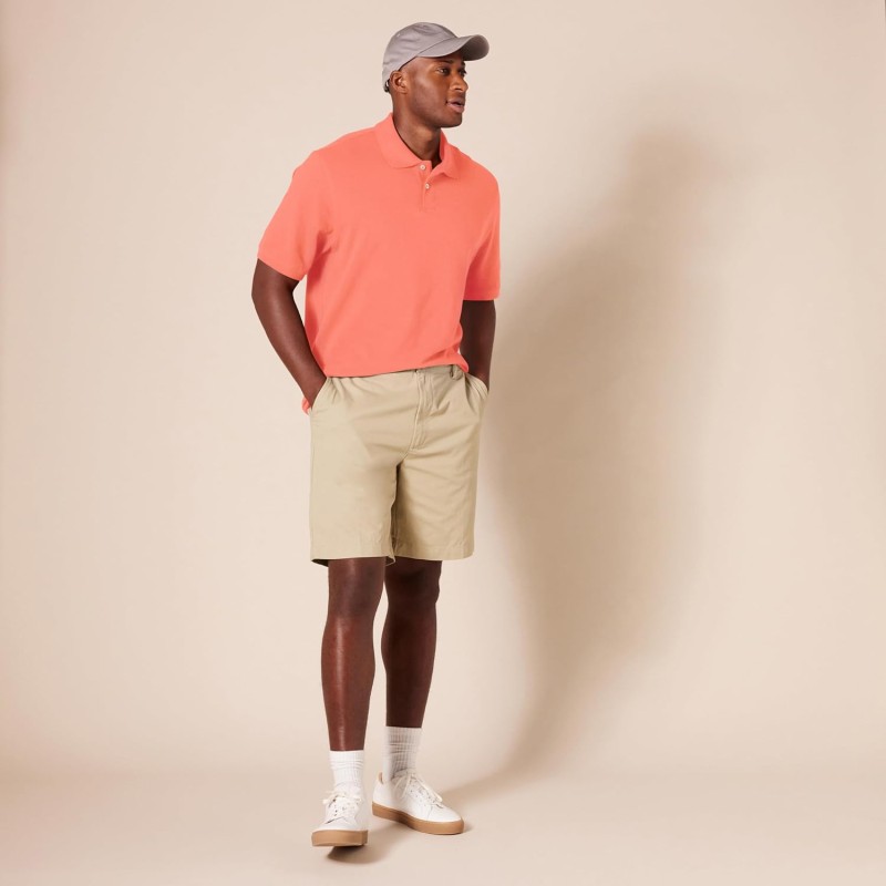 Amazon Essentials Polo in Cotone piqué vestibilità Regular (Disponibile in Taglie Extra Forti) Uomo - L Arancio Corallo
