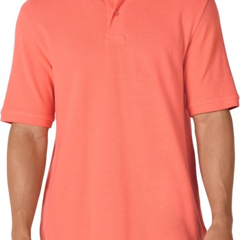 Amazon Essentials Polo in Cotone piqué vestibilità Regular (Disponibile in Taglie Extra Forti) Uomo - L Arancio Corallo