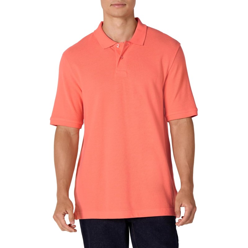 Amazon Essentials Polo in Cotone piqué vestibilità Regular (Disponibile in Taglie Extra Forti) Uomo - L Arancio Corallo