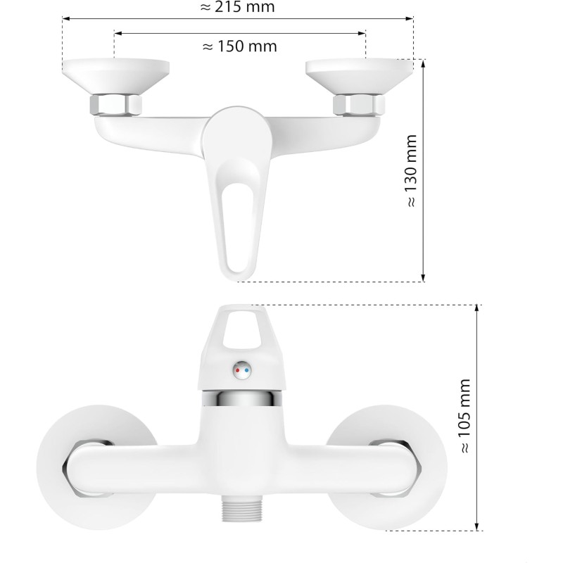 EISL NI168SCR-W Miscelatore monocomando, Facile Collegamento al Tubo Doccia, Colore Cromato, Doccetta Speed Bianco - Miscelatore Doccia Speed Bianco