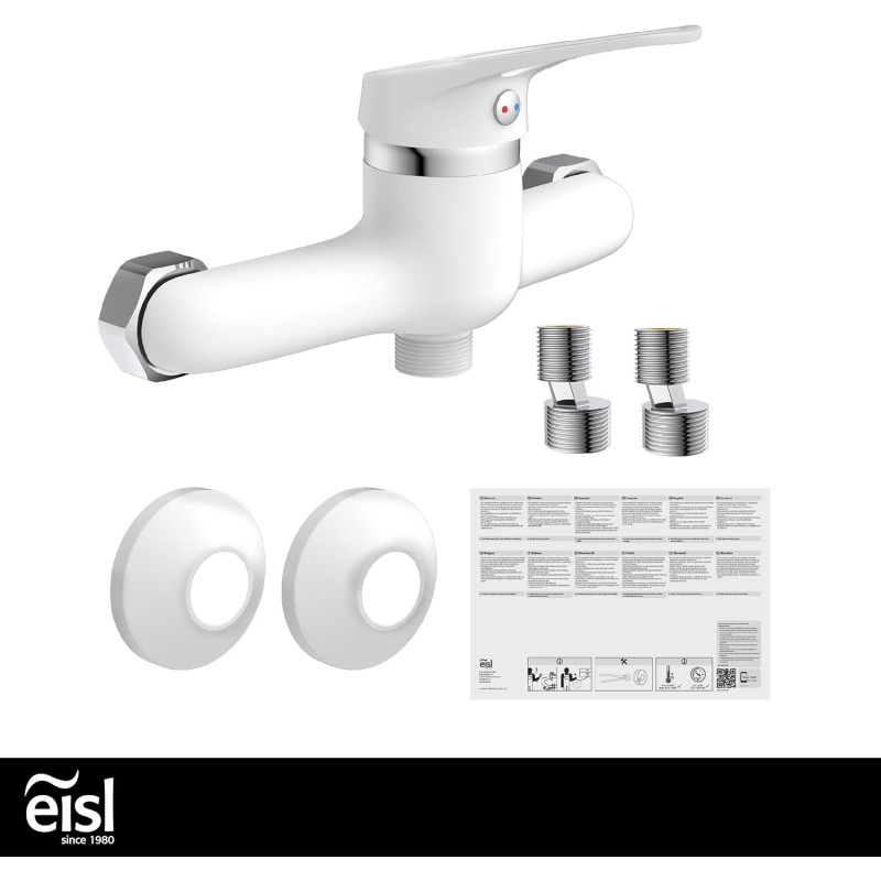 EISL NI168SCR-W Miscelatore monocomando, Facile Collegamento al Tubo Doccia, Colore Cromato, Doccetta Speed Bianco - Miscelatore Doccia Speed Bianco