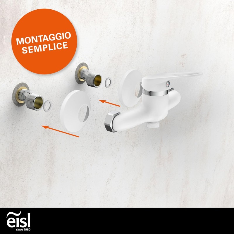 EISL NI168SCR-W Miscelatore monocomando, Facile Collegamento al Tubo Doccia, Colore Cromato, Doccetta Speed Bianco - Miscelatore Doccia Speed Bianco