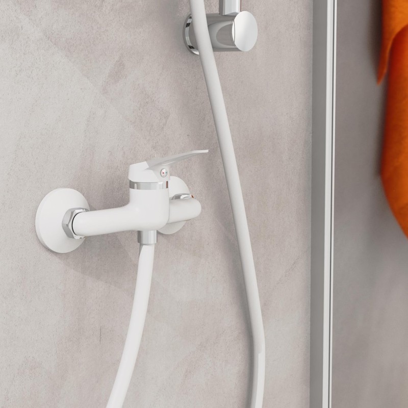 EISL NI168SCR-W Miscelatore monocomando, Facile Collegamento al Tubo Doccia, Colore Cromato, Doccetta Speed Bianco - Miscelatore Doccia Speed Bianco