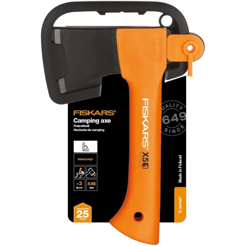 Fiskars X5 Cutting Axe, Length: 23 cm, XXS, Black/Orange, 1015617 Fiskars X5 Cutting Axe, Length: 23 cm, XXS, Black/Orange, 1015617