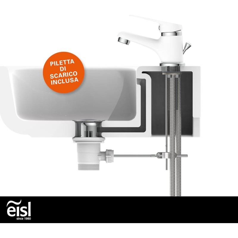 EISL SPEED NI075SCR-W rubinetto bagno lavabo, miscelatore da bagno, miscelatore lavabo bagno, rubinetto lavandino bagno, cromato/bianco - Miscelatore Speed Per Lavabo Bianco EISL SPEED NI075SCR-W rubinetto bagno lavabo, miscelatore da bagno, miscelatore lavabo bagno, rubinetto lavandino bagno, cromato/bianco - Miscelatore Speed Per Lavabo Bianco
