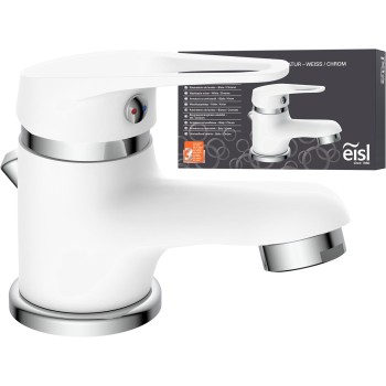 EISL SPEED NI075SCR-W rubinetto bagno lavabo, miscelatore da bagno, miscelatore lavabo bagno, rubinetto lavandino bagno, cromato/bianco - Miscelatore Speed Per Lavabo Bianco