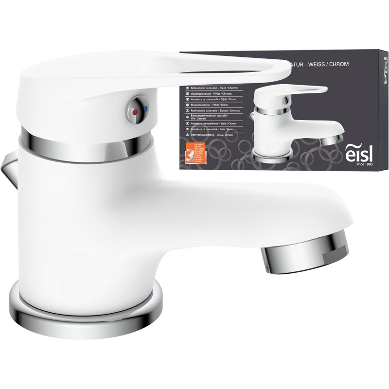 EISL SPEED NI075SCR-W rubinetto bagno lavabo, miscelatore da bagno, miscelatore lavabo bagno, rubinetto lavandino bagno, cromato/bianco - Miscelatore Speed Per Lavabo Bianco EISL SPEED NI075SCR-W rubinetto bagno lavabo, miscelatore da bagno, miscelatore lavabo bagno, rubinetto lavandino bagno, cromato/bianco - Miscelatore Speed Per Lavabo Bianco