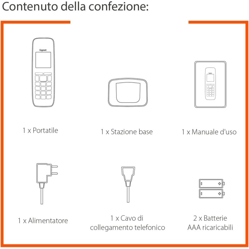 Gigaset A116 - Telefono Cordless - Durata delle batterie 12 ore di conversazione e 130 ore di standby - Fino a 50 voci, Nero [Compatibile in IT, ES]