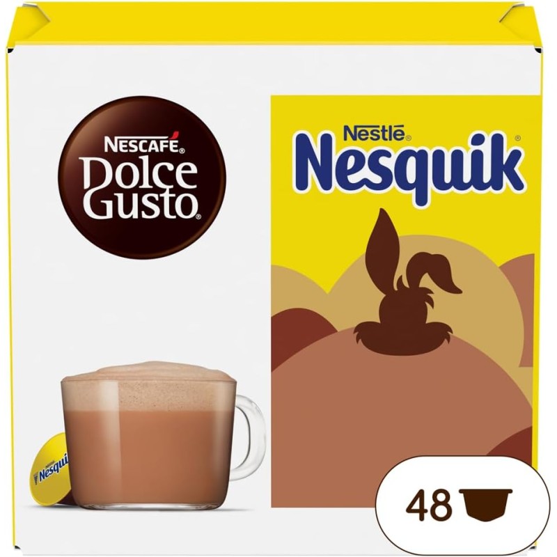NESCAFÉ DOLCE GUSTO Nesquik Bevanda gusto Cioccolato, 3 Confezioni da 16 Capsule (48 Capsule Compatibili Nescafé Dolce Gusto) - 16 unità (Confezione da 3)
