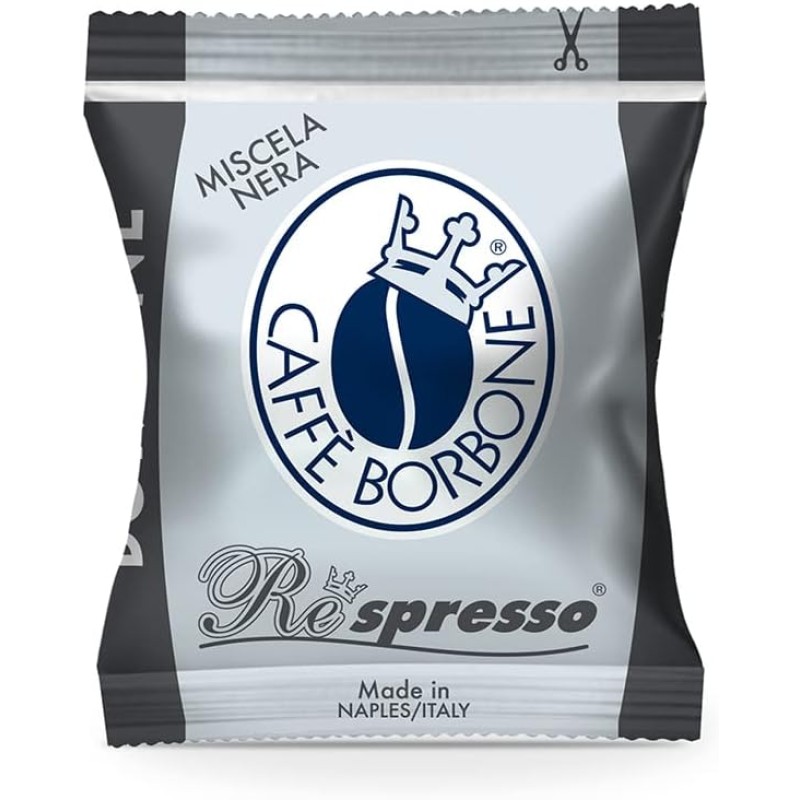 Caffè Borbone Respresso, Miscela Nera - 100 Capsule - Compatibili con le Macchine ad uso domestico Nespresso* - Miscela Nera