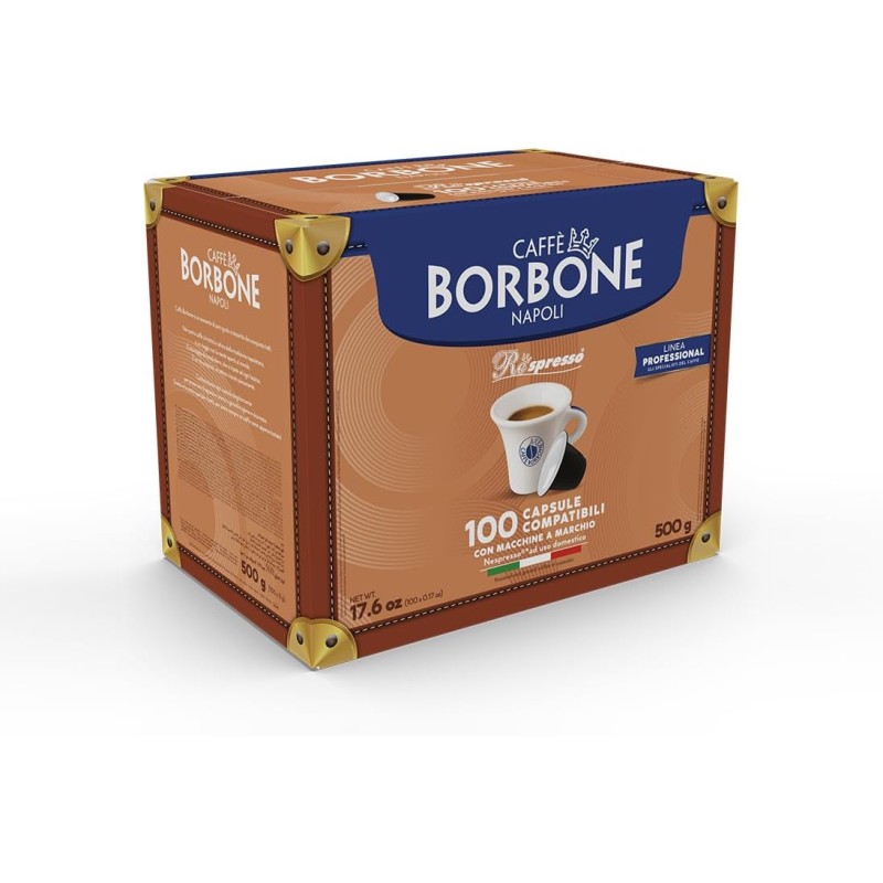 Caffè Borbone Respresso, Miscela Nera - 100 Capsule - Compatibili con le Macchine ad uso domestico Nespresso* - Miscela Nera