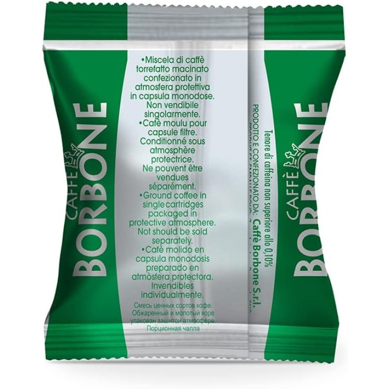 Caffè Borbone Respresso, Miscela Decaffeinata - 100 Capsule - Compatibili con le Macchine ad uso domestico Nespresso* - Miscela Decaffeinata