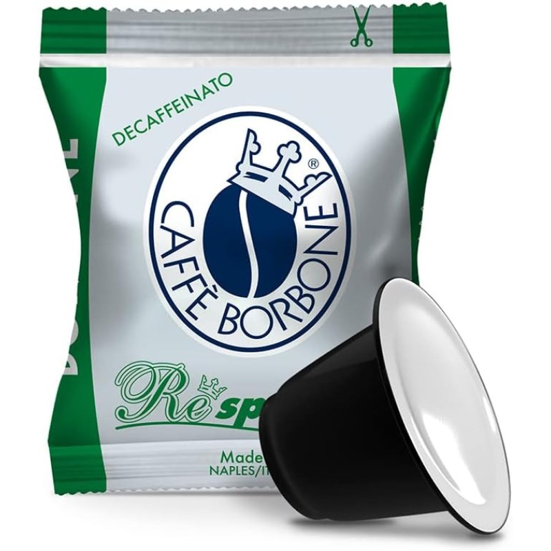 Caffè Borbone Respresso, Miscela Decaffeinata - 100 Capsule - Compatibili con le Macchine ad uso domestico Nespresso* - Miscela Decaffeinata
