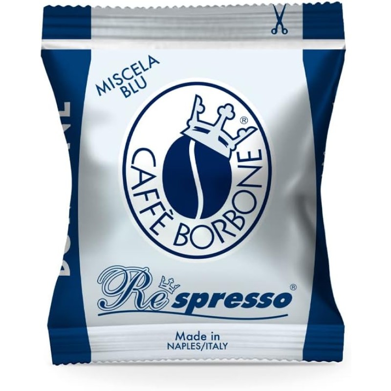 Caffè Borbone Respresso, Miscela Blu - 100 Capsule - Compatibili con le Macchine ad uso domestico Nespresso * - Miscela Blu